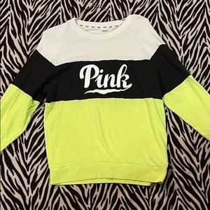 PINK Sweatshirt —Size Medium White/Black/Green
